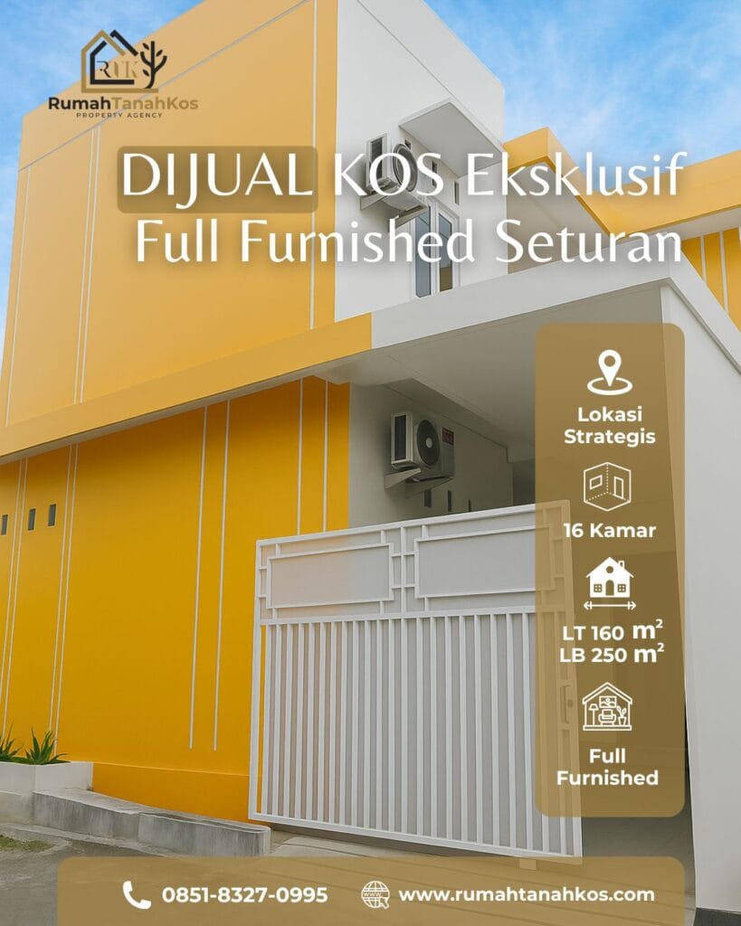 Dijual Kos Eksklusif di Seturan Jogja – 16 Kamar Siap Operasional & Cuan!