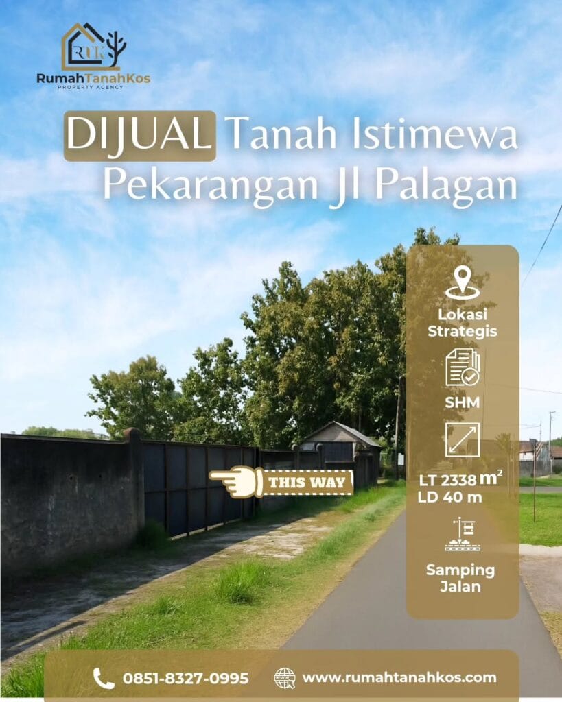 Tanah Luas Dijual di Palagan KM 11 Ngaglik – 2.338 m², Cocok untuk Cluster & Villa Eksklusif