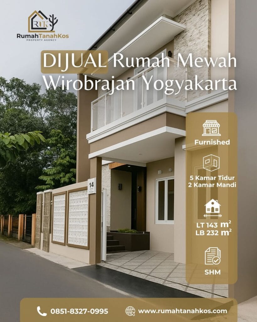 Dijual Rumah Mewah 2 Lantai Kapten Pierre Tendean Wirobrajan Jogja – Full Fasilitas